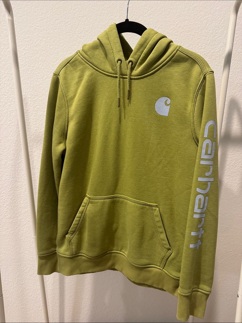 Carhartt Olive Logo Pullover Hoodie with Sleeve Script